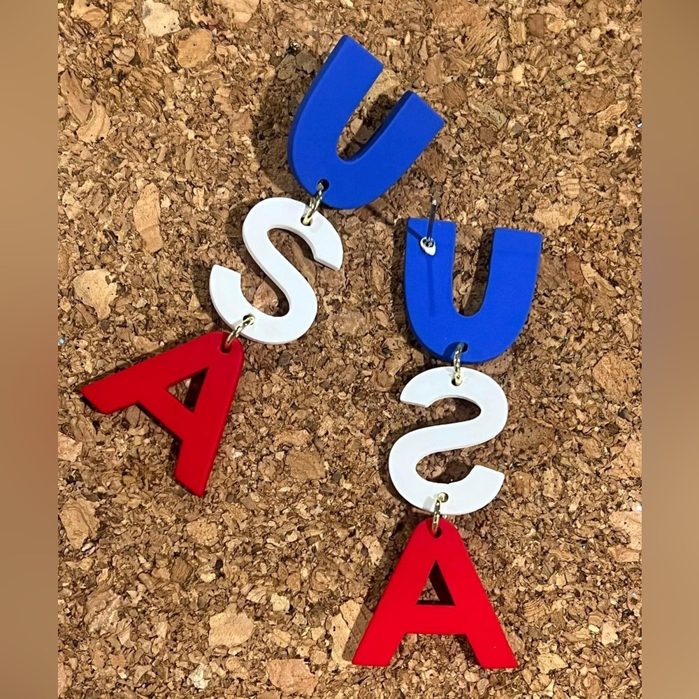 USA 4th of July earrings red, white and blue